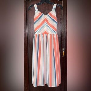 Pink and Blue Strapless Sundress for Casual Resort Wear